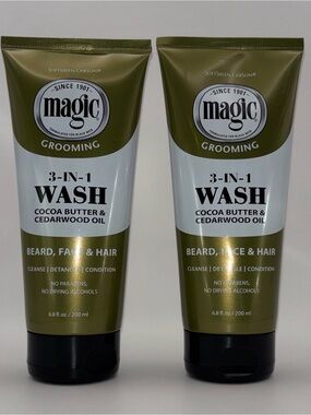 NEW Bundle of 2 Magic Grooming 3-in-1 Wash Beard Face Hair 6.8 oz